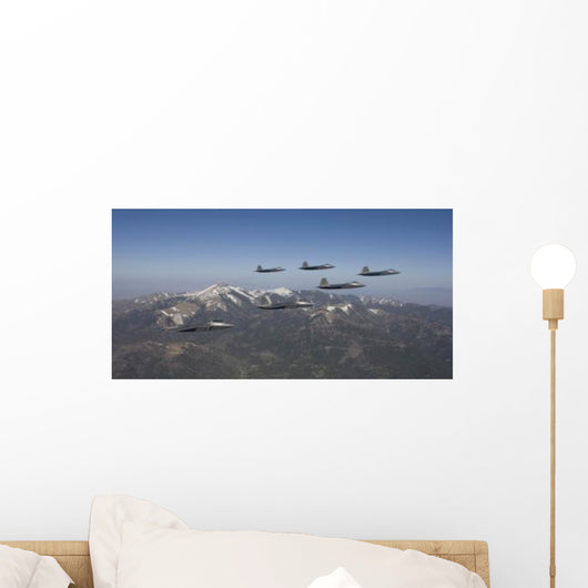 F-22 Raptors Fly Formation Wall Decal Design 2