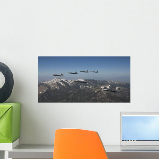 F-22 Raptors Fly Formation Wall Decal Design 1