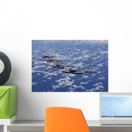 Four F-15 Eagles Fly Wall Decal