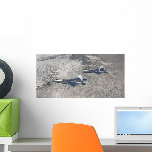 Two F-22 Raptors Fly Wall Decal Design 1