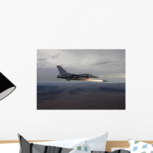 F-16 Fighting Falcon Fires Wall Decal Design 1