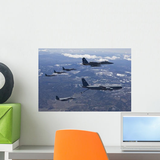 Five F-15 Eagles Conduct Wall Decal Design 4