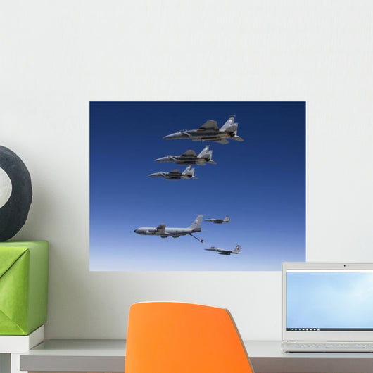 Five F-15 Eagles Conduct Wall Decal Design 2