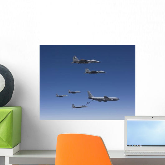 Five F-15 Eagles Conduct Wall Decal Design 1