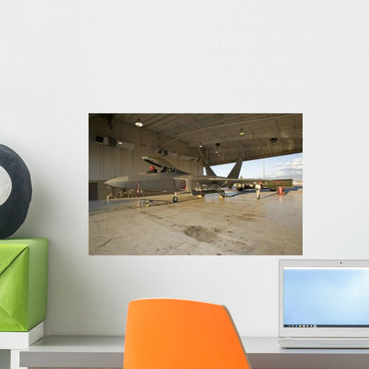 F-22 Raptor Parked Hangar Wall Decal Design 2