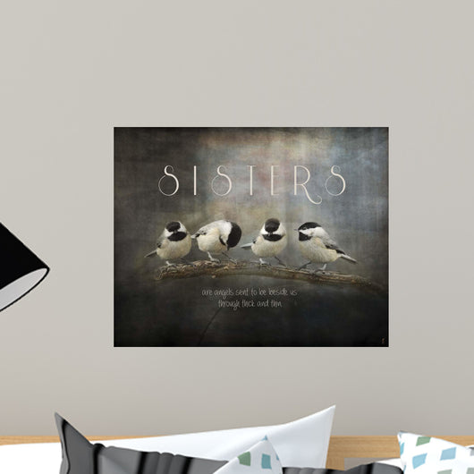 Sisters Chickadees Wall Mural