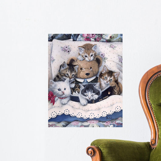 Kittens And Teddy Bear Wall Mural