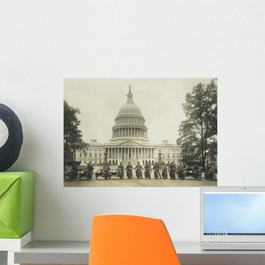 Group Motorcycle Policemen Front Wall Decal
