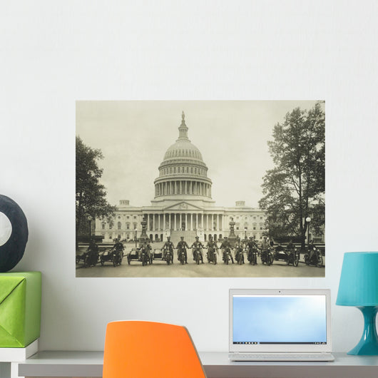 Group Motorcycle Policemen Front Wall Decal