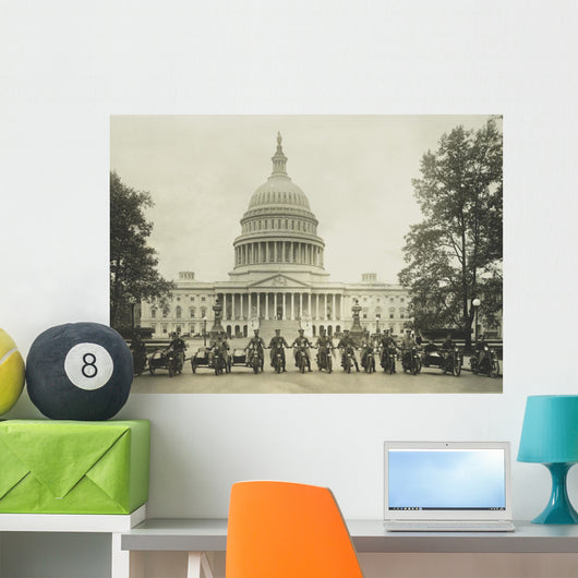 Group Motorcycle Policemen Front Wall Decal