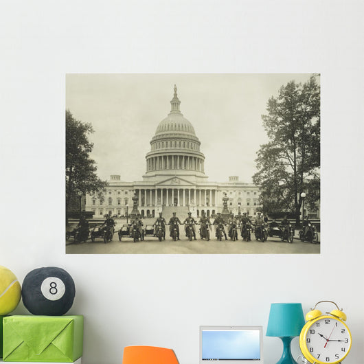 Group Motorcycle Policemen Front Wall Decal