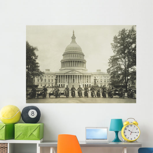 Group Motorcycle Policemen Front Wall Decal