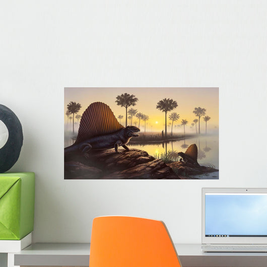 Sailed-back Dimetrodon Sunbathes Primordial Wall Decal