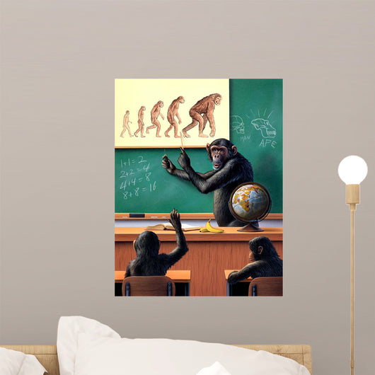 Humorous Reverse Evolution Man Wall Decal