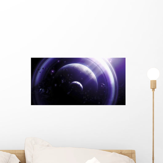 Illustration Ringed-planet Viewed from Wall Decal