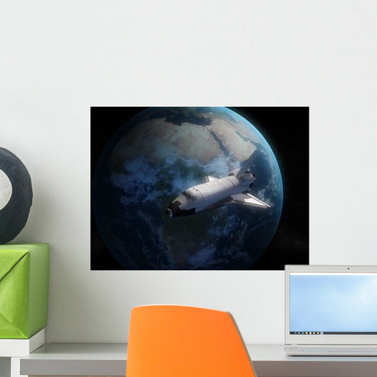 Space Shuttle Backdropped against Wall Decal Design 4