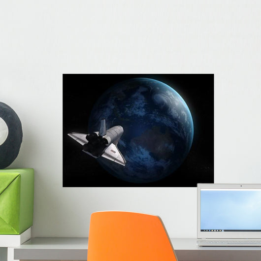Space Shuttle Backdropped against Wall Decal Design 2