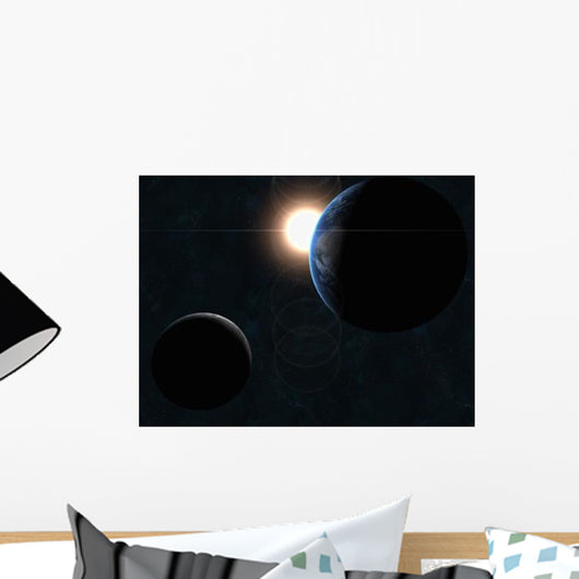 Earth Moon and Sun Wall Decal Design 2