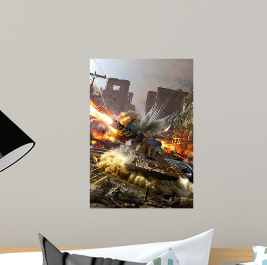 Futuristic Hover Tank Fighting Wall Decal