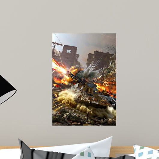 Futuristic Hover Tank Fighting Wall Decal