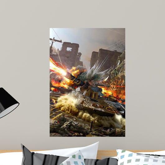 Futuristic Hover Tank Fighting Wall Decal