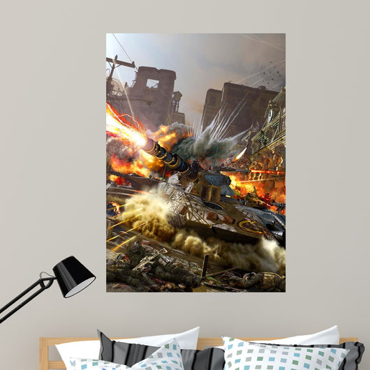 Futuristic Hover Tank Fighting Wall Decal
