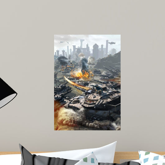 Futuristic Hover Tank Assaulting Wall Decal