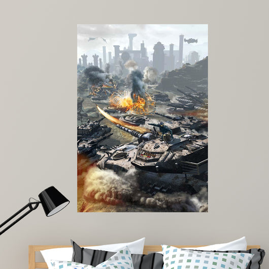 Futuristic Hover Tank Assaulting Wall Decal