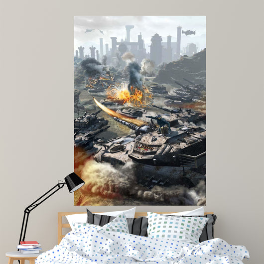 Futuristic Hover Tank Assaulting Wall Decal