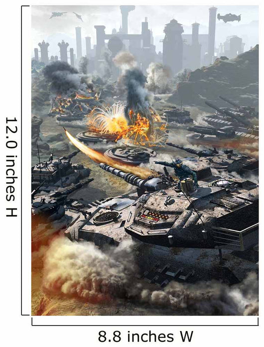 Futuristic Hover Tank Assaulting Wall Decal