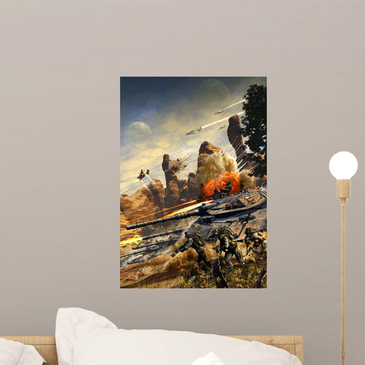 Futuristic Hover Tank Platoon Wall Decal
