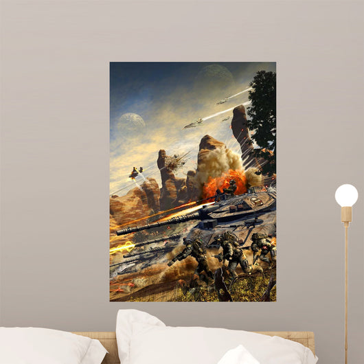 Futuristic Hover Tank Platoon Wall Decal