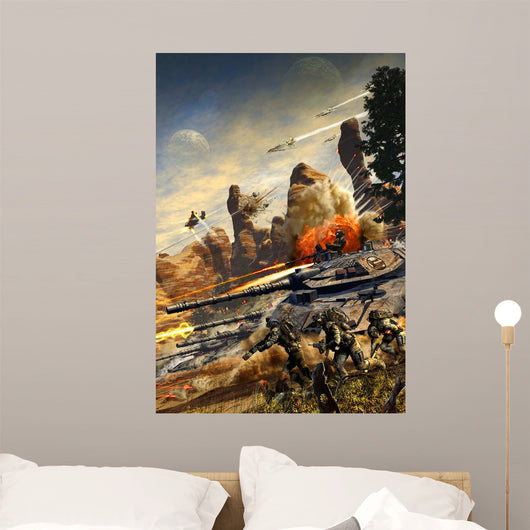 Futuristic Hover Tank Platoon Wall Decal