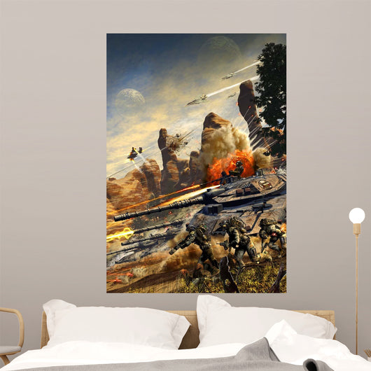 Futuristic Hover Tank Platoon Wall Decal