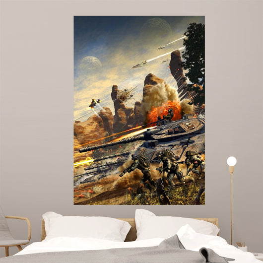 Futuristic Hover Tank Platoon Wall Decal