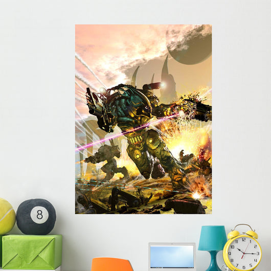 Futuristic Robotic Marines Charging Wall Decal