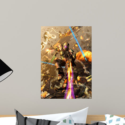 Space Marine Fighting Chaotic Wall Decal