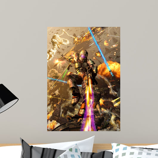 Space Marine Fighting Chaotic Wall Decal