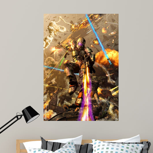 Space Marine Fighting Chaotic Wall Decal