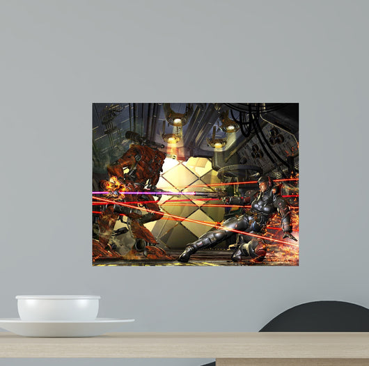 Female Space Marine Fighting Wall Decal