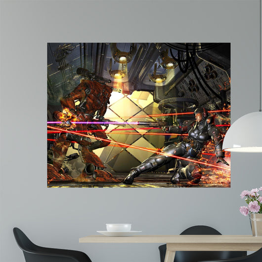 Female Space Marine Fighting Wall Decal