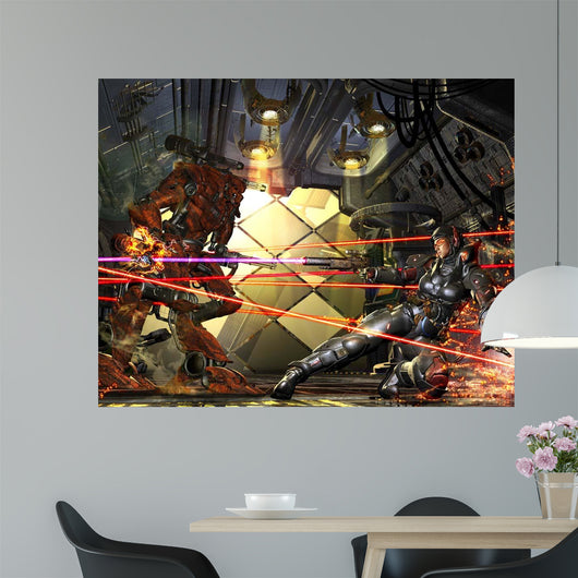 Female Space Marine Fighting Wall Decal