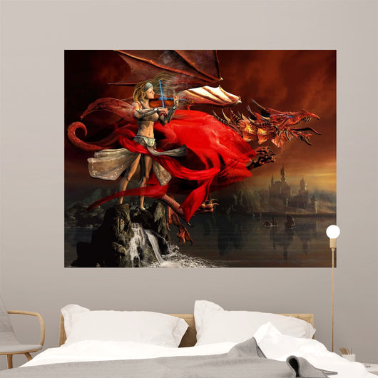 Woman Playing Magical Violin Wall Decal