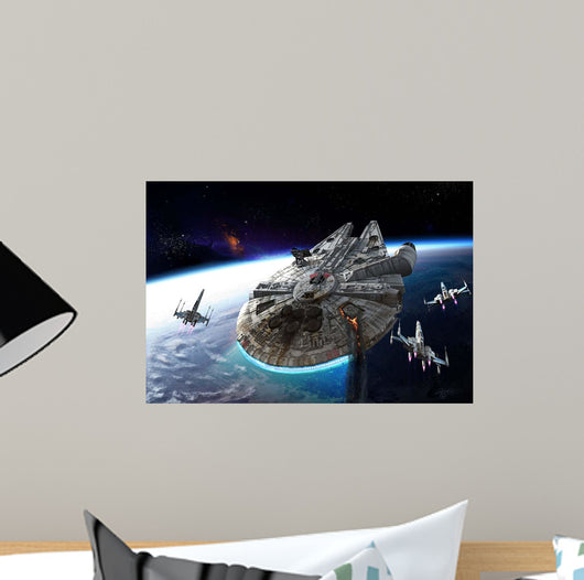 Millennium Falcon Being Escorted Wall Decal