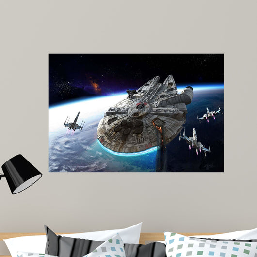 Millennium Falcon Being Escorted Wall Decal