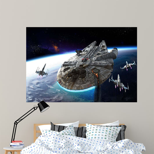 Millennium Falcon Being Escorted Wall Decal
