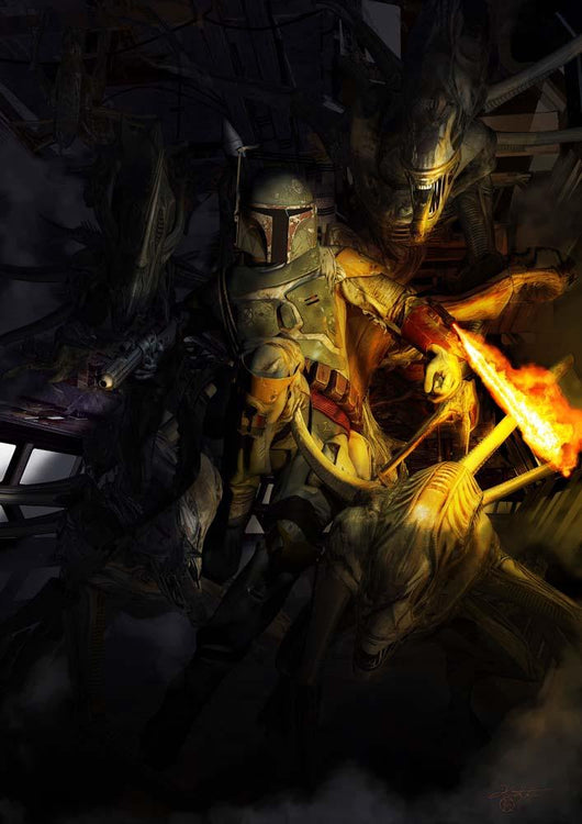 Boba Fett Fighting off Wall Decal