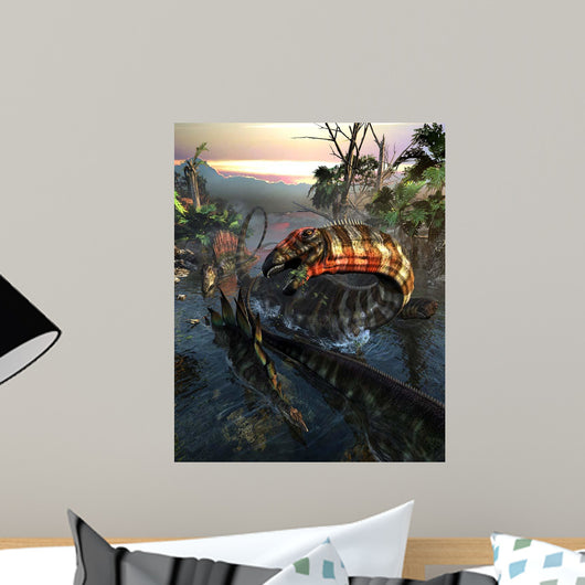 Apatosaurus Dinosaur Swimming Away Wall Decal