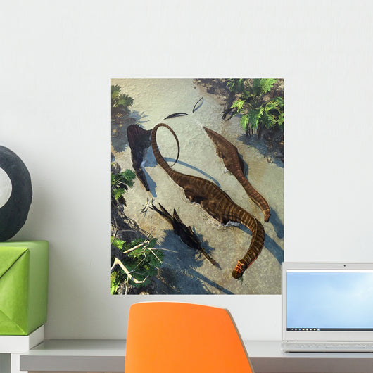 Apatosaurus Dinosaurs Being Chased Wall Decal