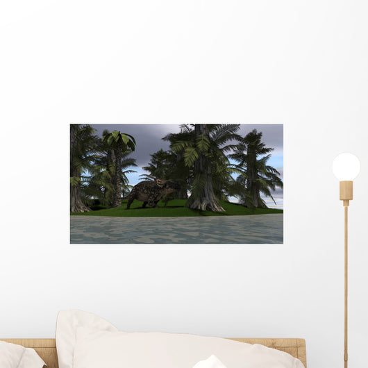 Brown Einiosaurus Grazing Water's Wall Decal